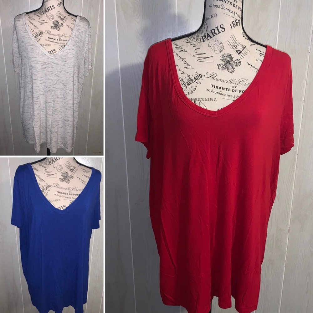 Merona silky v-neck short sleeve shirt, lot of 3